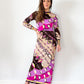 Vintage 60s Emilio Pucci Silk Purple Brown Pink Abstract Maxi Dress