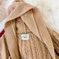 Vintage 70s Collectables Camel Brown Wooden Button Long Hooded Cardigan