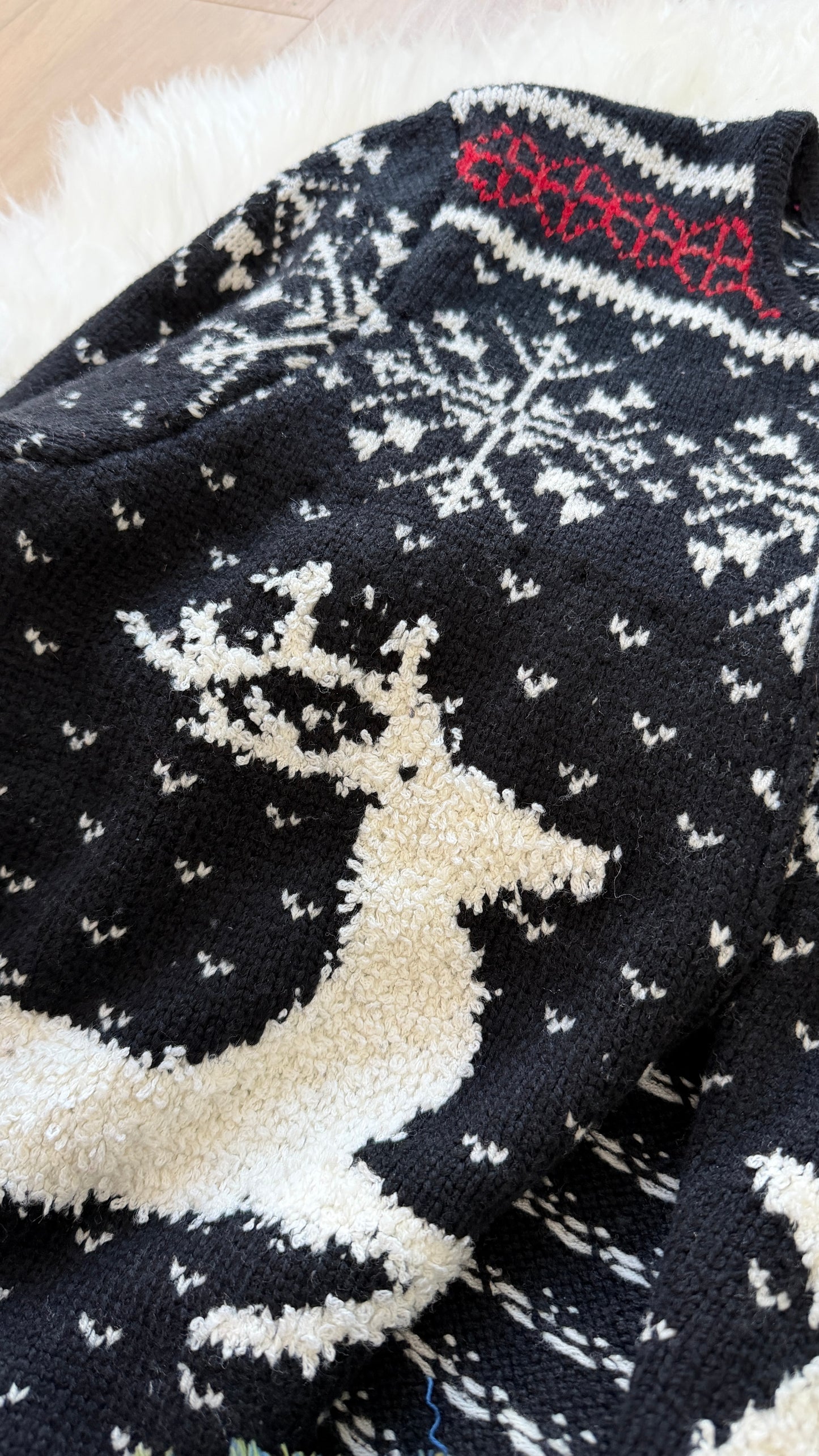 J. Jill Zip Front Deer Valley Fair Isle Cardigan Sweater (M)