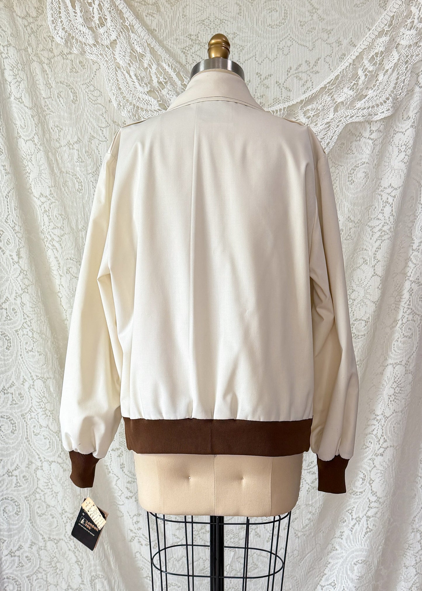 Vintage 70s London Fog Cream O Ring Zip Jacket Deadstock (40 or M)