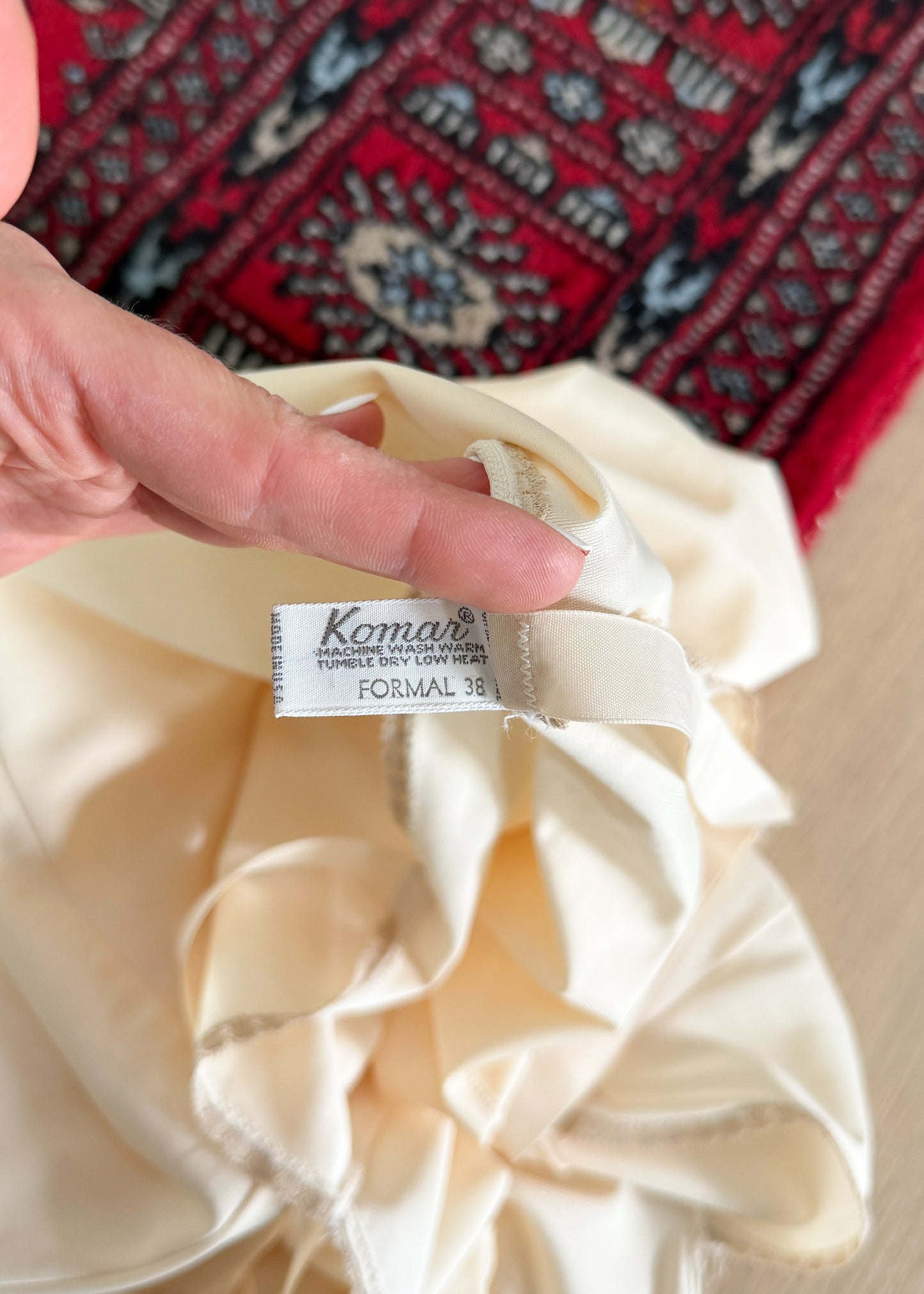 Vintage 80s Komar Cream Slip Dress Full Length (L)