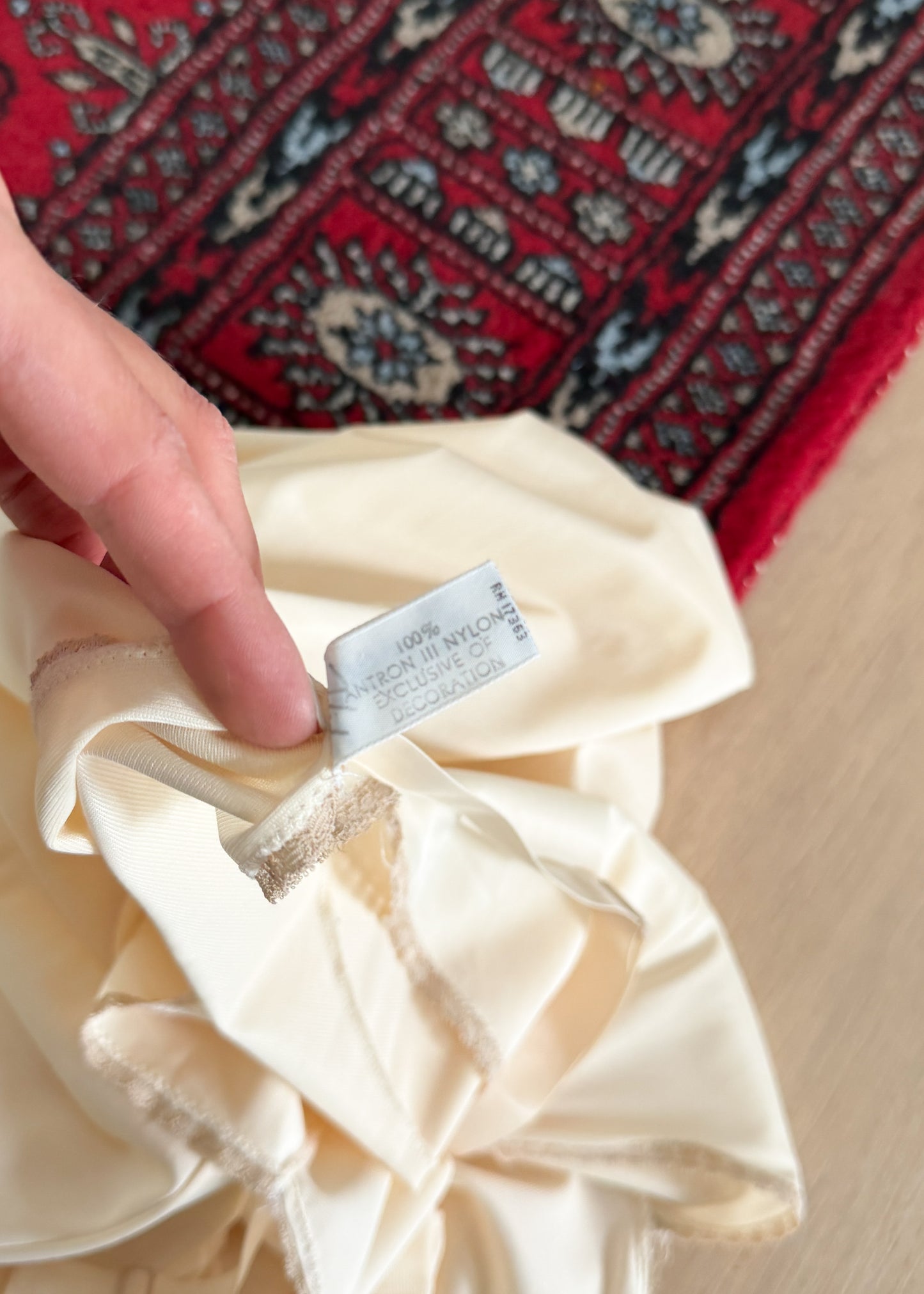 Vintage 80s Komar Cream Slip Dress Full Length (L)