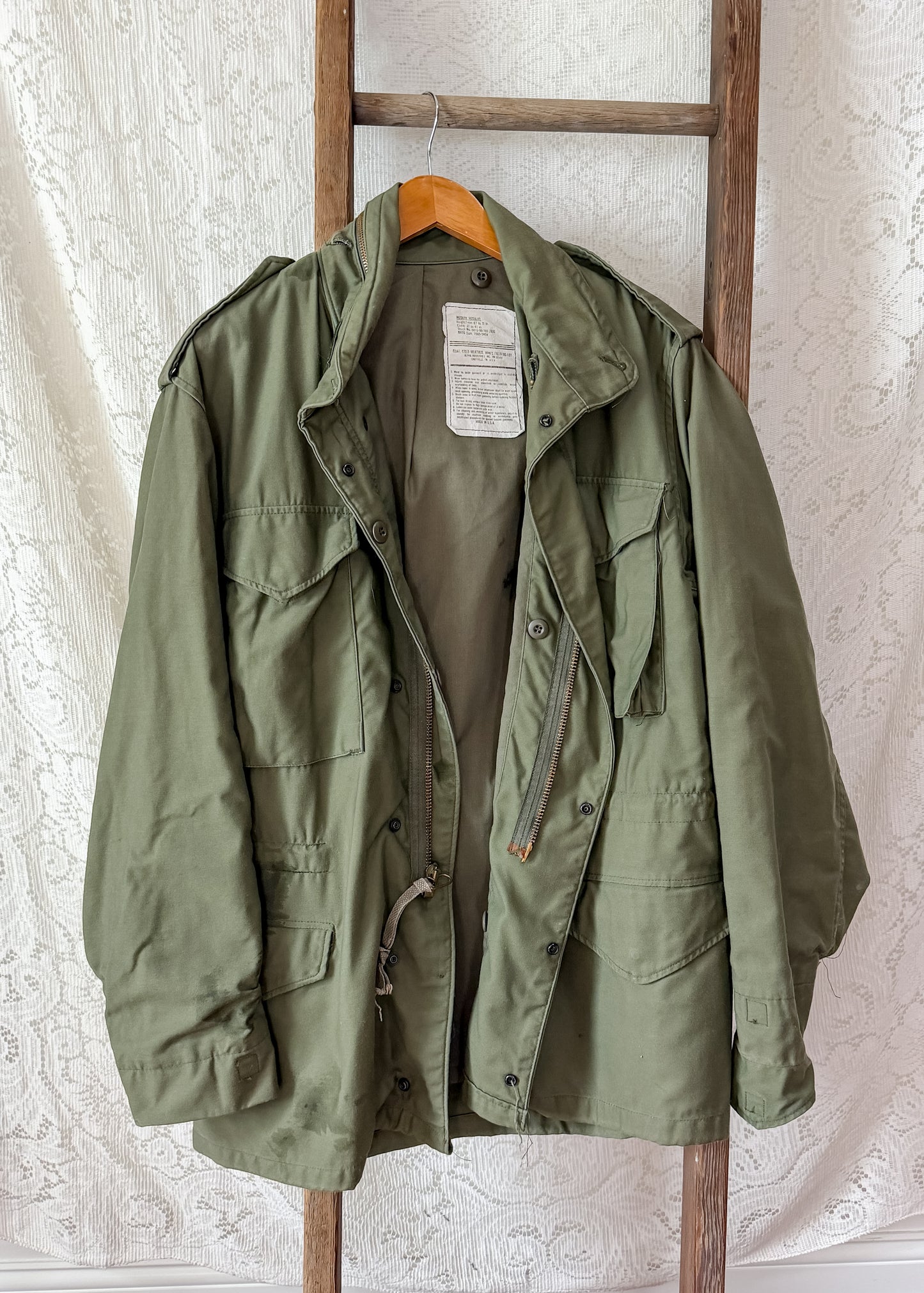 Vintage 70s U.S. Military M-65 Cold Weather Field Jacket OG-107