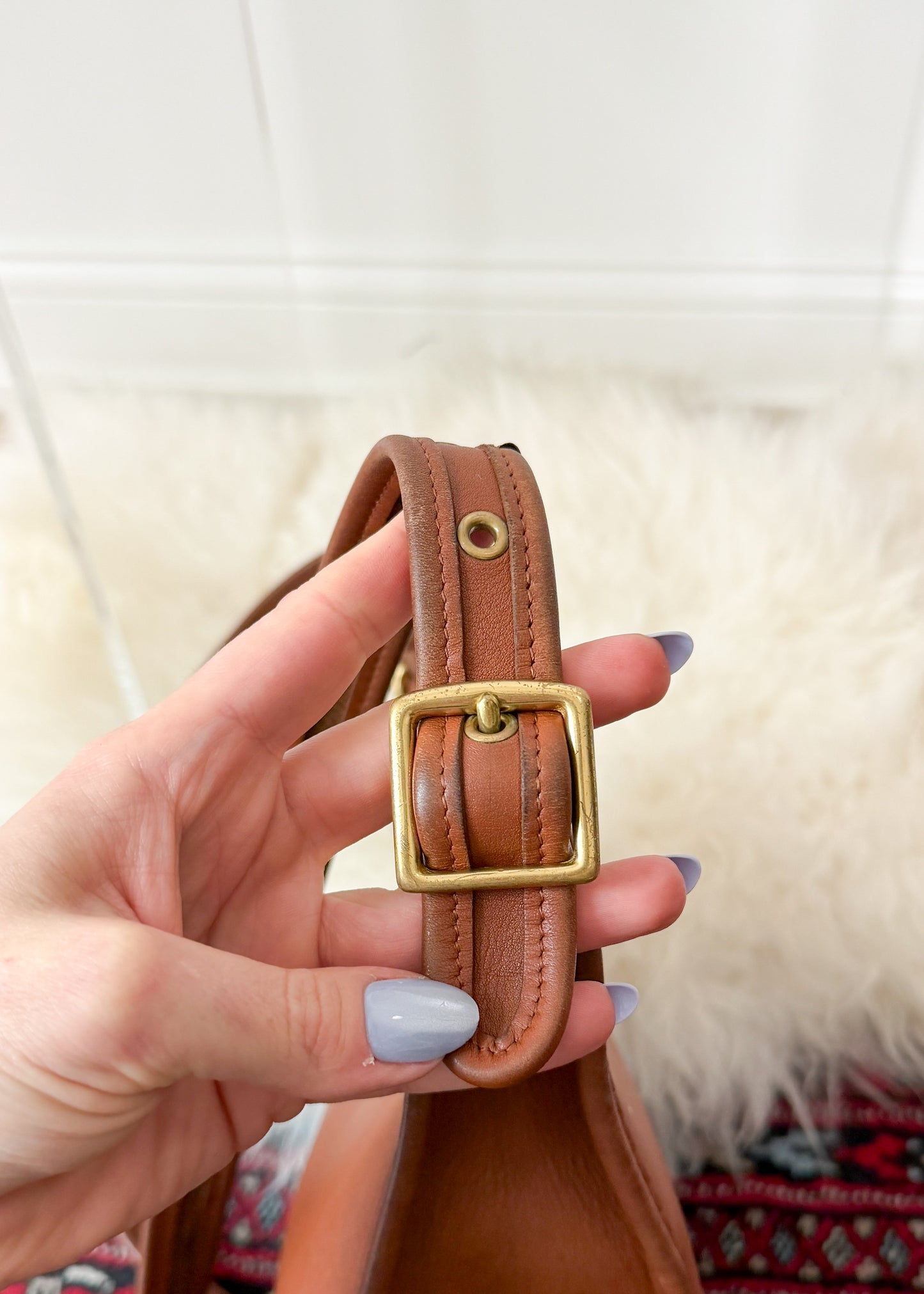 Vintage 90s Coach Janice Legacy British Tan Brown Leather Purse # 9950