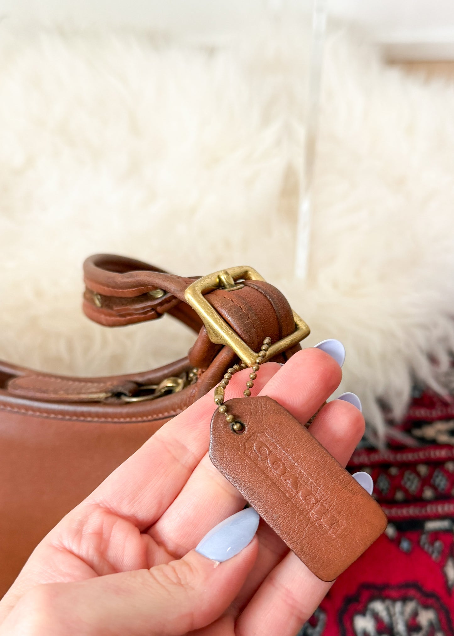 Vintage 90s Coach Janice Legacy British Tan Brown Leather Purse # 9950