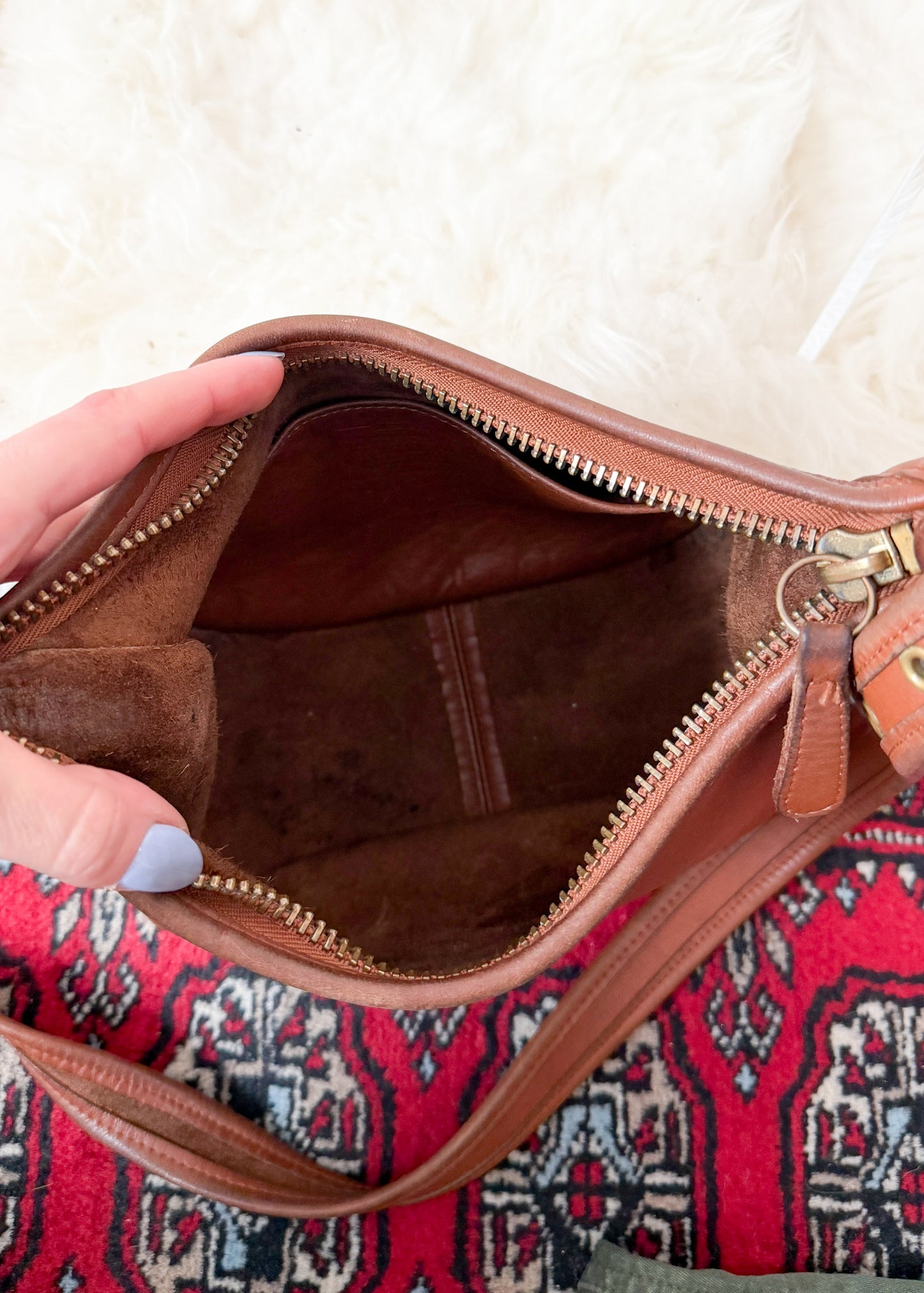 Vintage 90s Coach Janice Legacy British Tan Brown Leather Purse # 9950