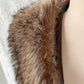 Vintage 70s Brown Leather Coat with Raccoon Fur Trim & Belt