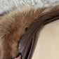 Vintage 70s Brown Leather Coat with Raccoon Fur Trim & Belt