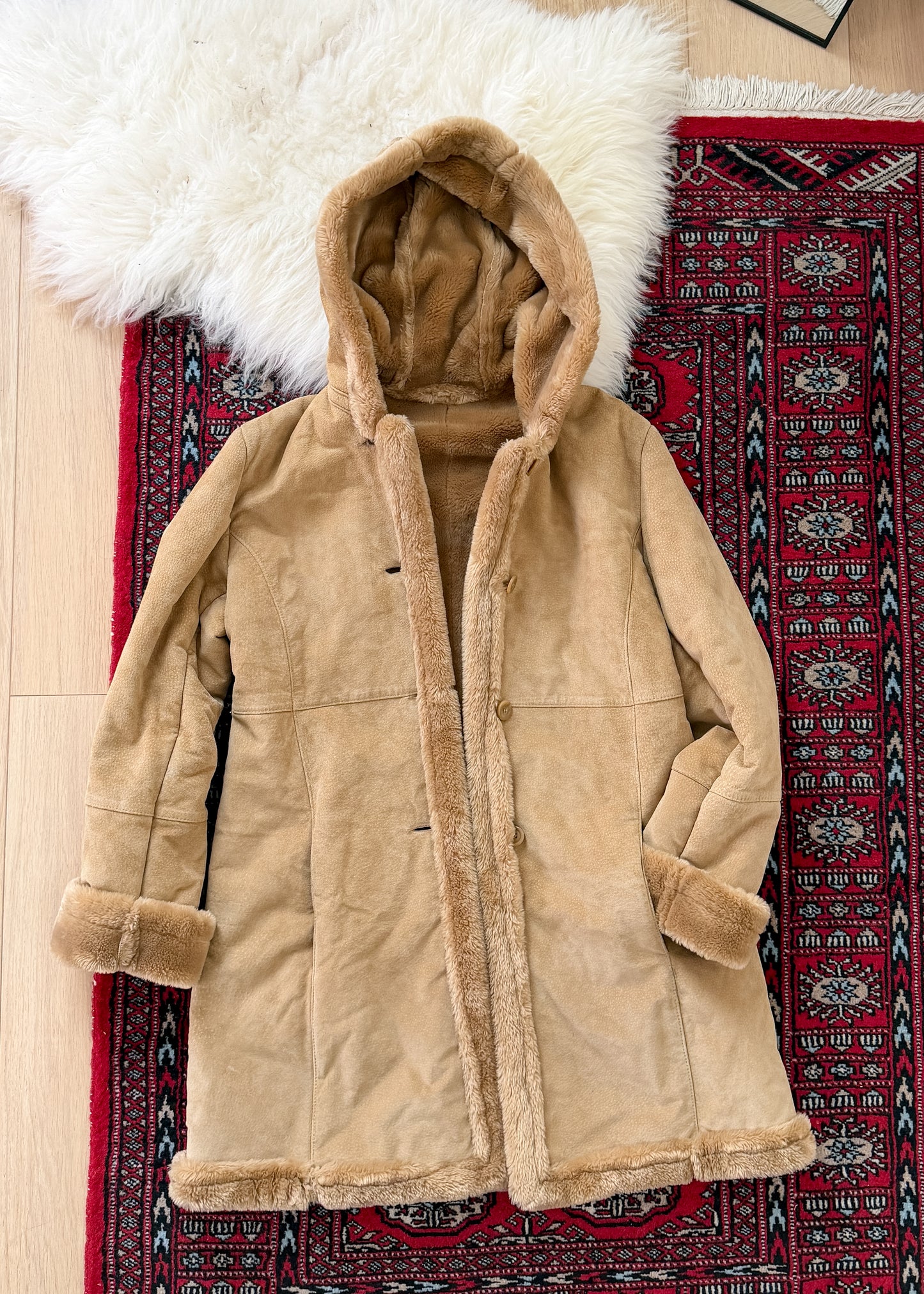 Vintage 90s Marvin Richards Brown Leather Suede & Faux Fur Winter Coat (M)