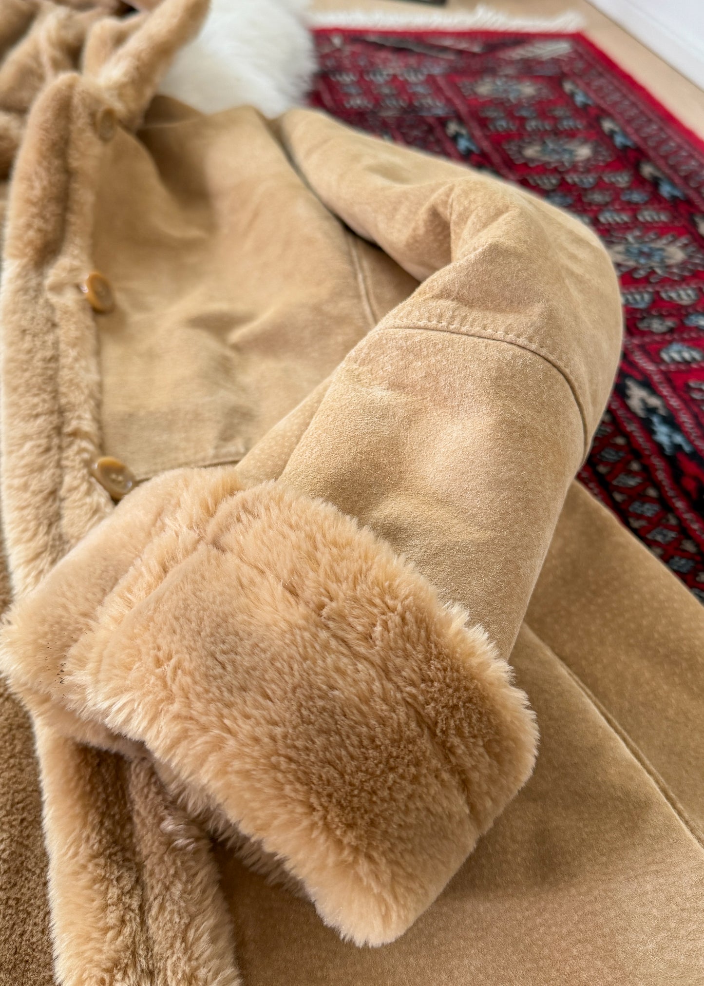 Vintage 90s Marvin Richards Brown Leather Suede & Faux Fur Winter Coat (M)