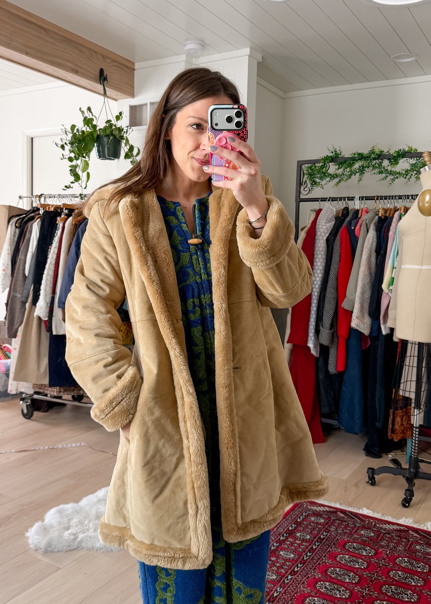 Vintage 90s Marvin Richards Brown Leather Suede & Faux Fur Winter Coat (M)