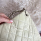 Vintage Chanel Ivory Quilted Caviar Leather Zip Expandable Purse