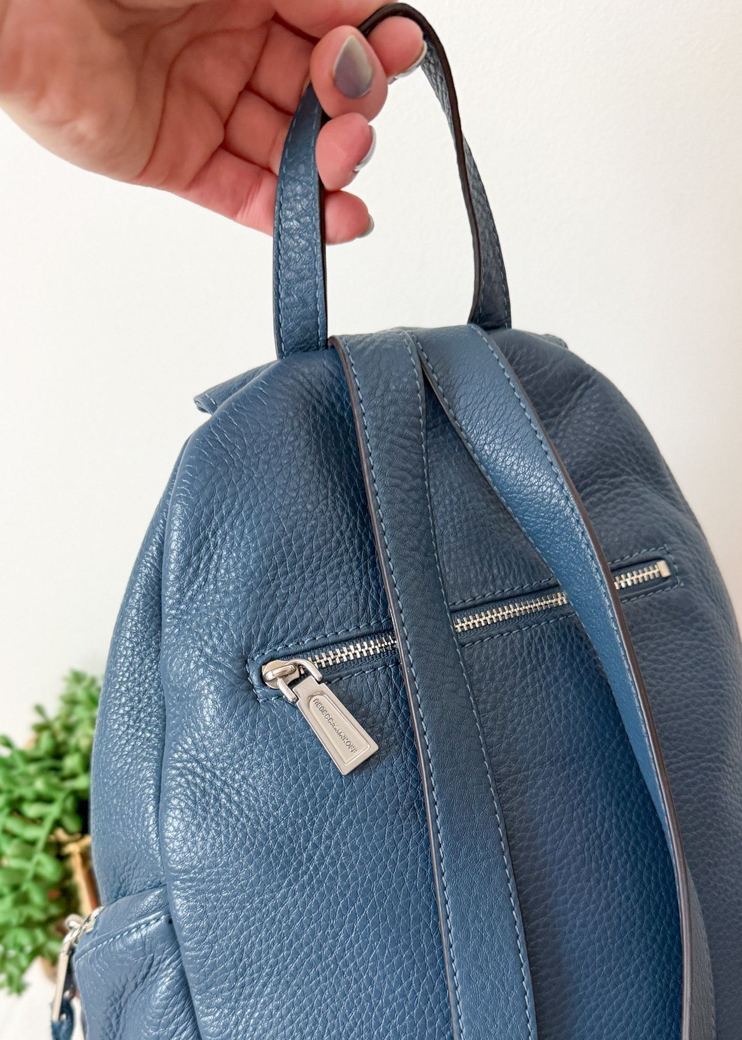 Rebecca Minkoff Julian Backpack in Blue Pebbled Leather