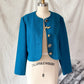 Vintage Pendleton Teal Wool Cropped Jacket Upcycled Brooches (M)