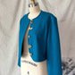 Vintage Pendleton Teal Wool Cropped Jacket Upcycled Brooches (M)