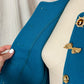 Vintage Pendleton Teal Wool Cropped Jacket Upcycled Brooches (M)