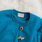 Vintage Pendleton Teal Wool Cropped Jacket Upcycled Brooches (M)