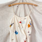 Vintage 80s Jack Mulqueen Cream Silk Fish Print Top Skirt Set