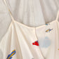 Vintage 80s Jack Mulqueen Cream Silk Fish Print Top Skirt Set