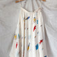 Vintage 80s Jack Mulqueen Cream Silk Fish Print Top Skirt Set