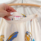Vintage 80s Jack Mulqueen Cream Silk Fish Print Top Skirt Set
