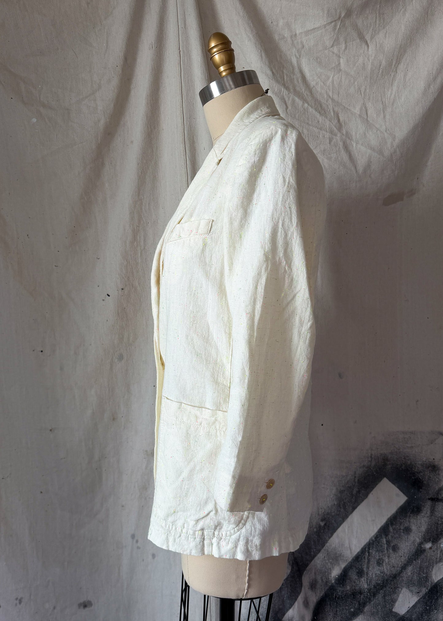 Forte_forte Linen Confetti Speckled Cream Blazer Jacket