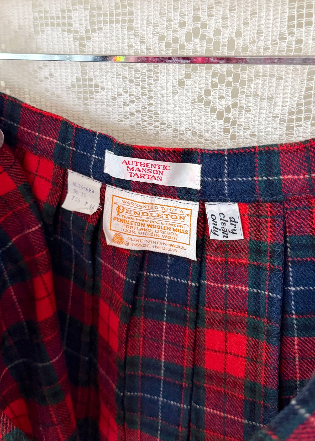 Vintage 80s Pendleton Manson Tartan Plaid Wrap Pleat Kilt Skirt