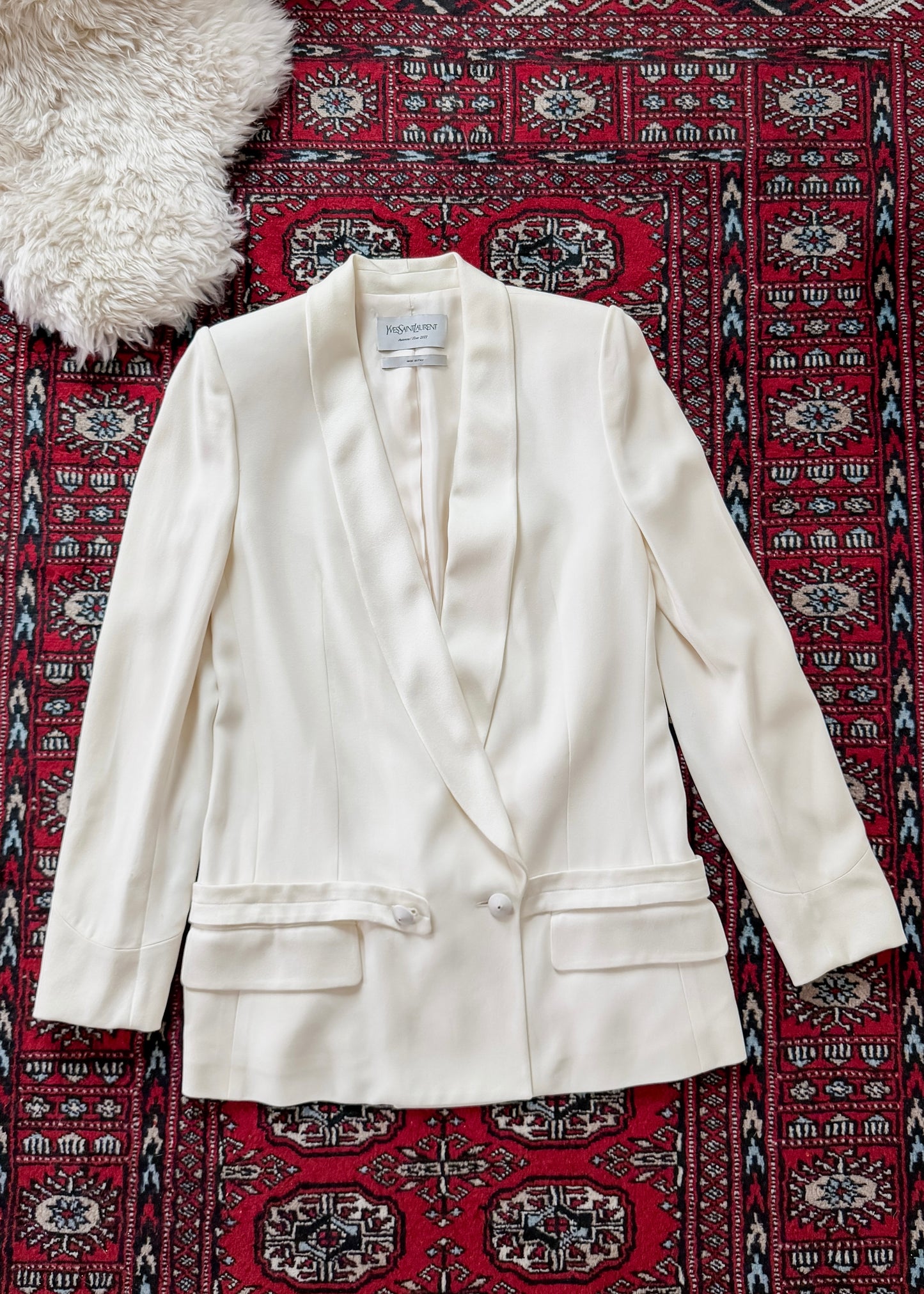 Yves Saint Laurent Ivory Tuxedo Blazer Jacket Runway 2011