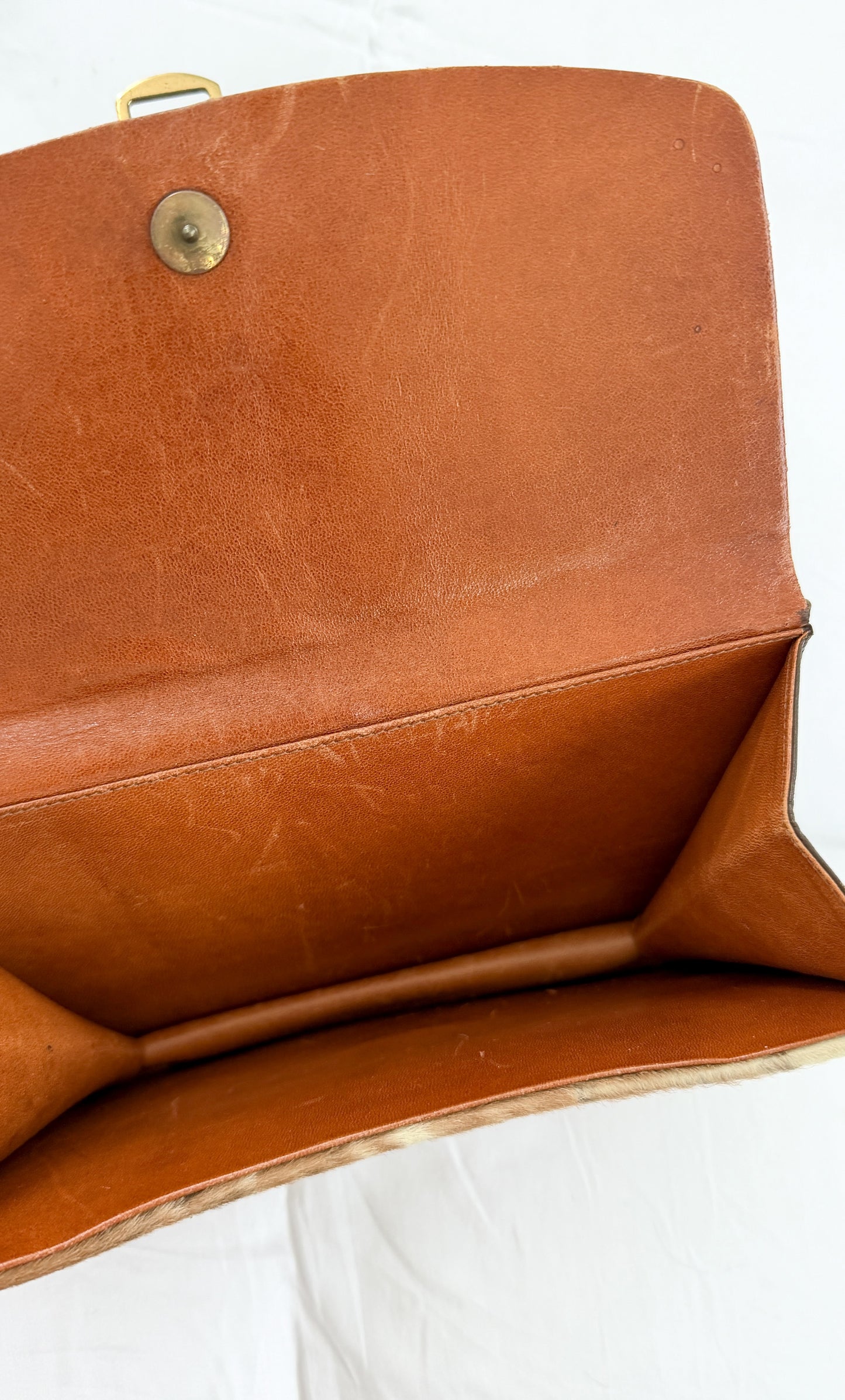 Vintage Calf Pony Hair Top Handle Brown Leather Handbag | Mid-Century Made in Mexico Purse