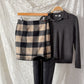 Vintage Ralph Lauren Country Tan & Black Wool Wrap Mini Skirt