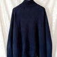 Vintage 00s Polo Ralph Lauren Navy RL67 American Flag Cotton Linen Mock Neck Button Sweater