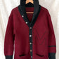 Vintage 30s / 40s Varsity Letterman Burgundy Black Wool Shawl Collar Cardigan Muskingum College University