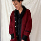 Vintage 30s / 40s Varsity Letterman Burgundy Black Wool Shawl Collar Cardigan Muskingum College University