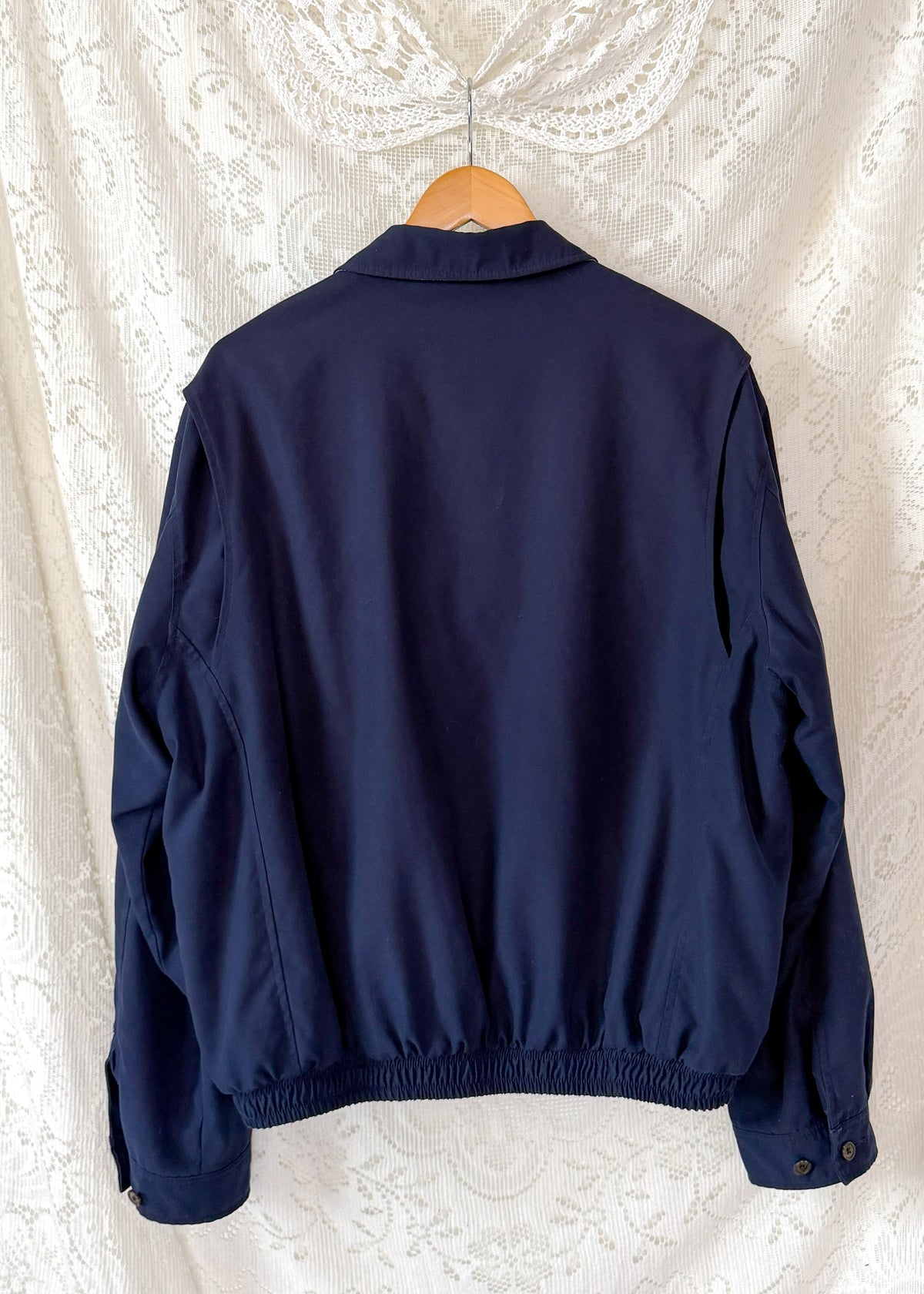 Vintage 90s Polo Ralph Lauren Classic Navy Harrington Jacket Windowpane Lining (L)