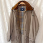 Vintage 90s Burberrys Taupe Khaki  Plaid Lined Field Coat with Hood Made in England