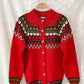 Vintage Dale of Norway Red Nordic Fair Isle Wool Cardigan