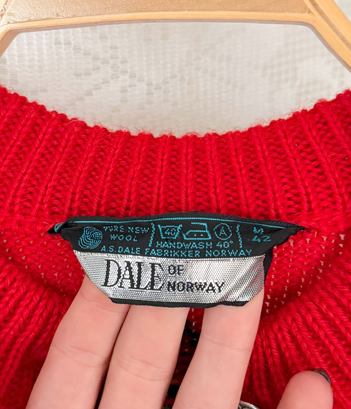 Vintage Dale of Norway Red Nordic Fair Isle Wool Cardigan