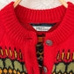 Vintage Dale of Norway Red Nordic Fair Isle Wool Cardigan
