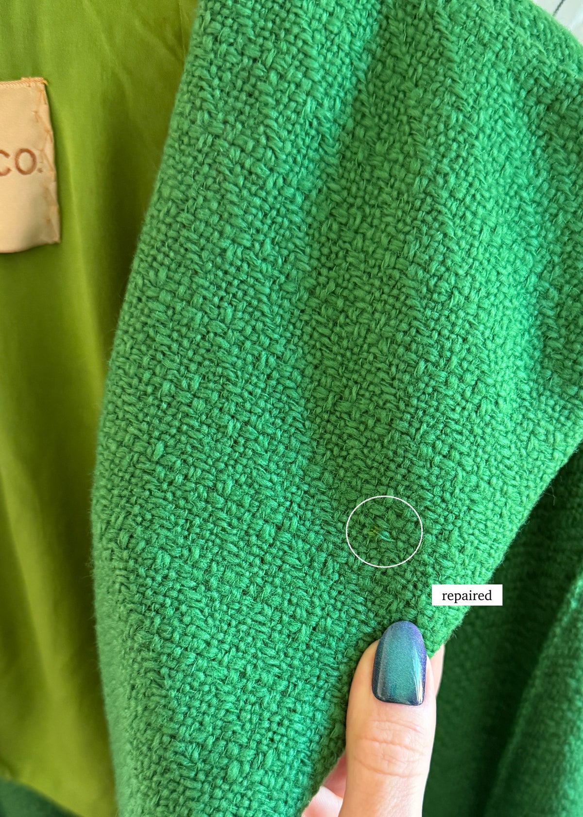 Vintage 60s Higbee's Cleveland Kelly Green Bouclé Cape Coat