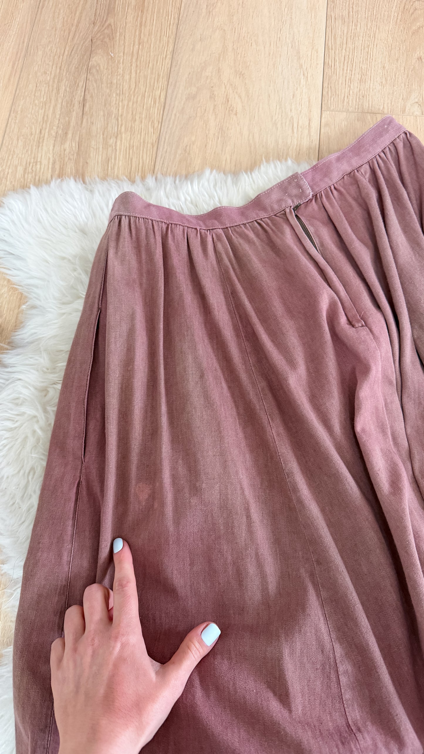 Vintage BIS by Gene Ewing Beverly Hils Paris Pink Mauve Sun Bleach Midi Peasant Skirt