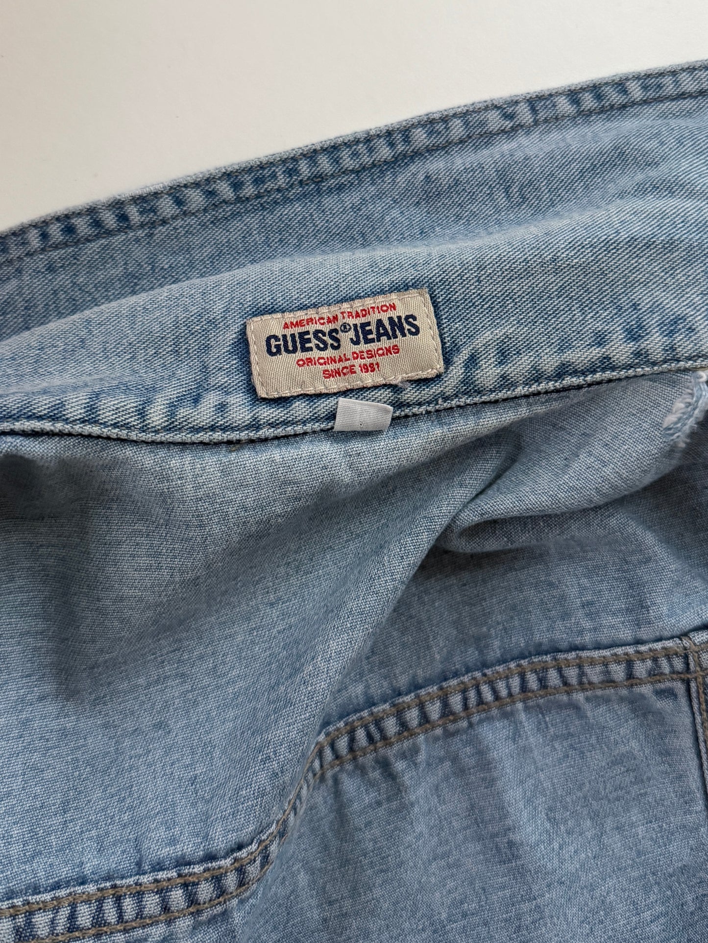 Vintage 90s Guess Denim Cropped Medium Wash Vest (M)