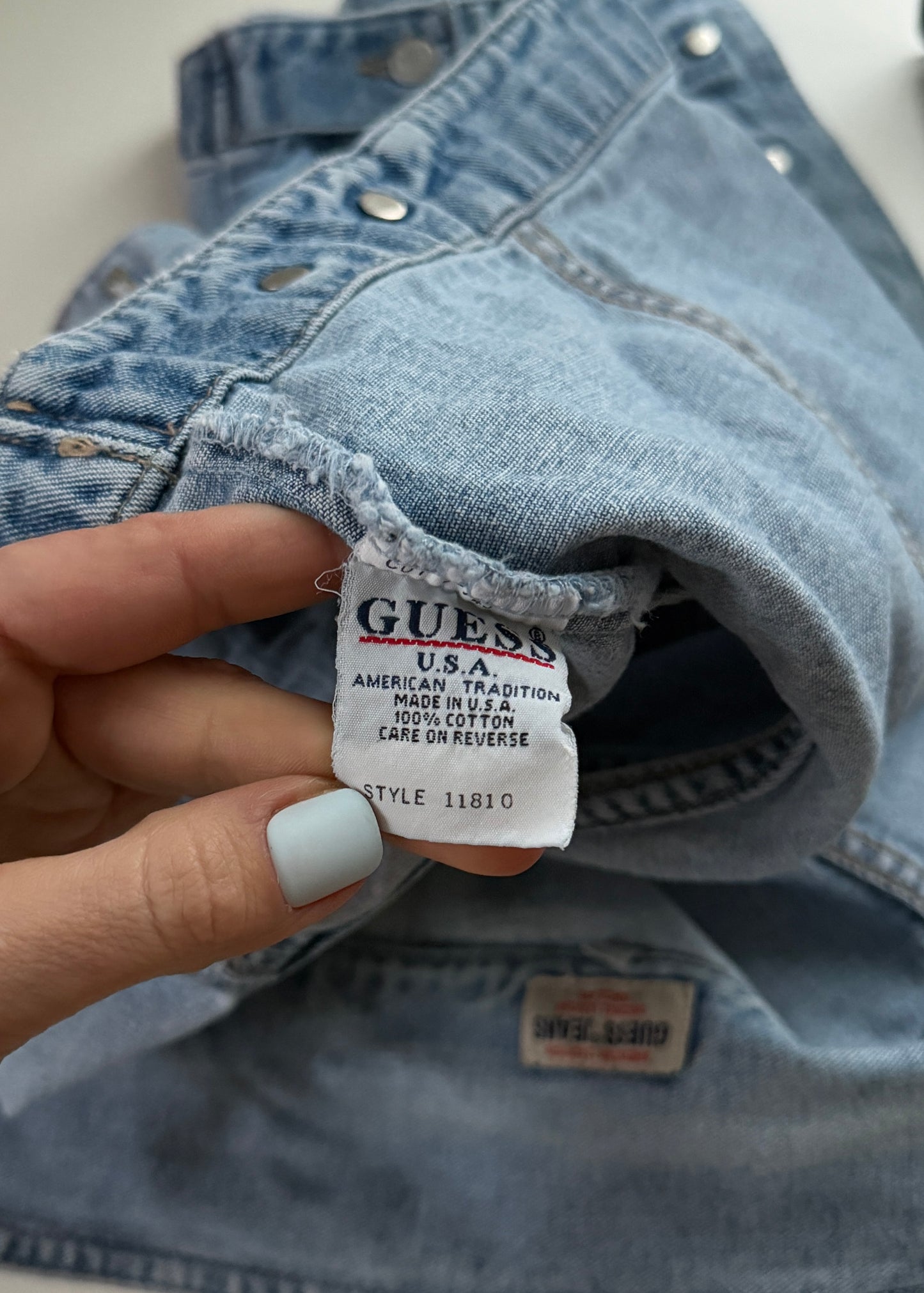 Vintage 90s Guess Denim Cropped Medium Wash Vest (M)