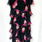 Vintage Russell Trusso Black Silk Embellished Tiered Dress (L/XL)