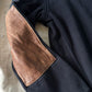 Billy Reid Dover Sweatshirt with Leather Elbow Patches in Dark Midnight (men's L)