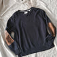 Billy Reid Dover Sweatshirt with Leather Elbow Patches in Dark Midnight (men's L)