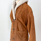 Vintage 90s Brown Suede Leather Faux Fur Lining Winter Coat (L)