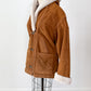 Vintage 90s Brown Suede Leather Faux Fur Lining Winter Coat (L)
