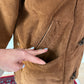 Vintage 90s Brown Suede Leather Faux Fur Lining Winter Coat (L)