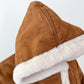 Vintage 90s Brown Suede Leather Faux Fur Lining Winter Coat (L)