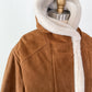 Vintage 90s Brown Suede Leather Faux Fur Lining Winter Coat (L)